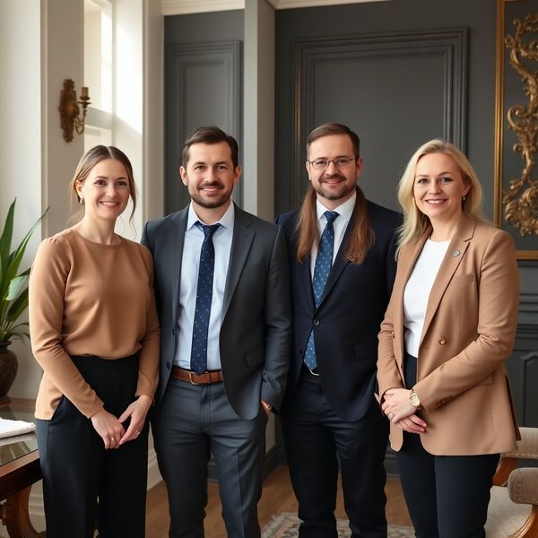 Skupinový portrét čtyřčlenného finančního poradenského týmu v Olomouci